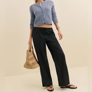 Reformation Women’s Black Olina Straight leg Organic Cotton Drawstring Pants XS